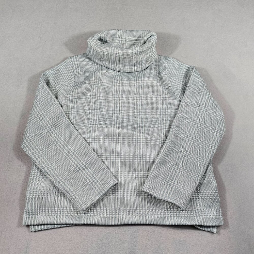 J Crew Sweatshirt Womens 2X Plaid Long Sleeve Cowl Neck